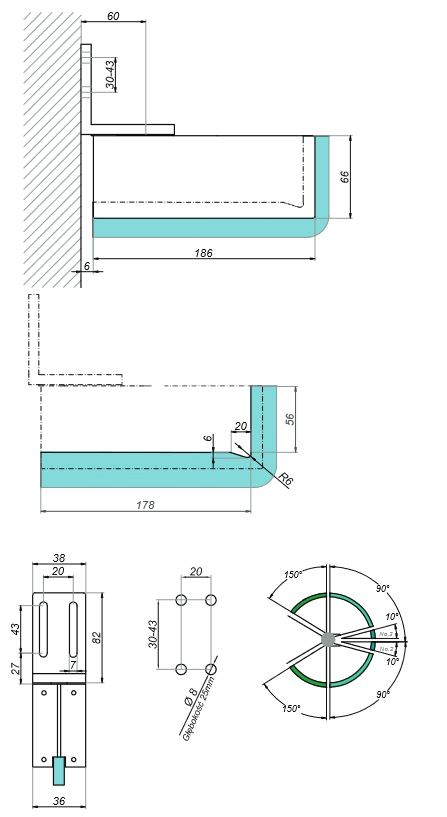 Amortizor de ușă în partea superioară. N0302222