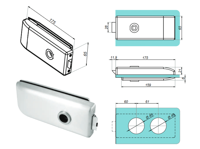 Încuietoare cu gaură pentru mâner, NT503WL