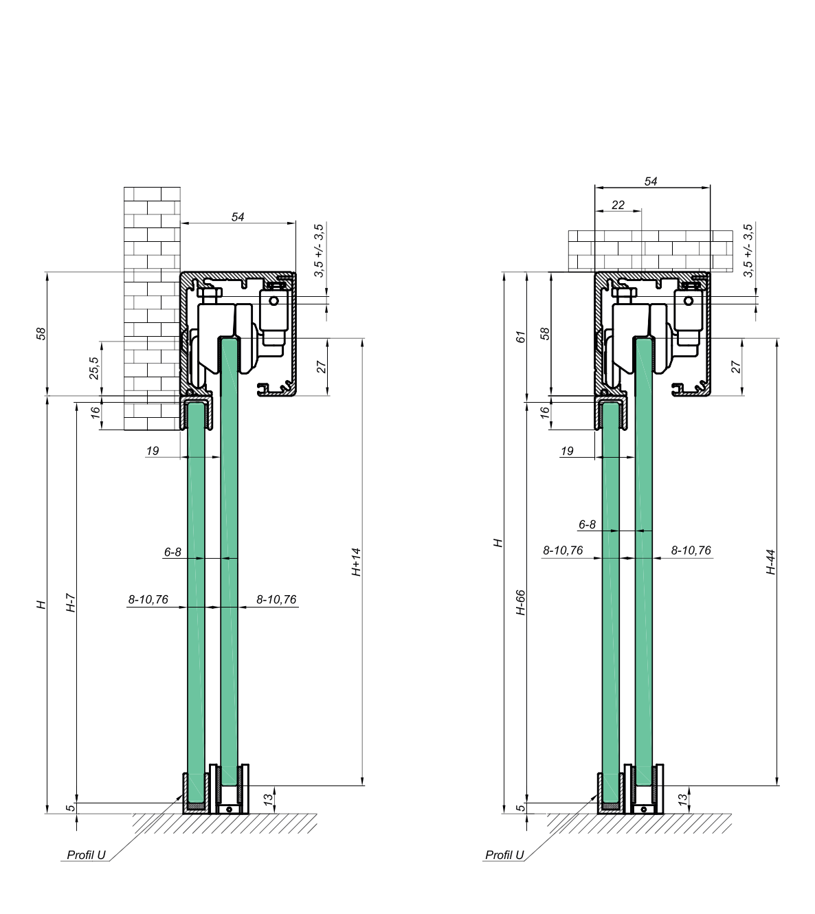 Un set sistem de culisare MONACO 80kg