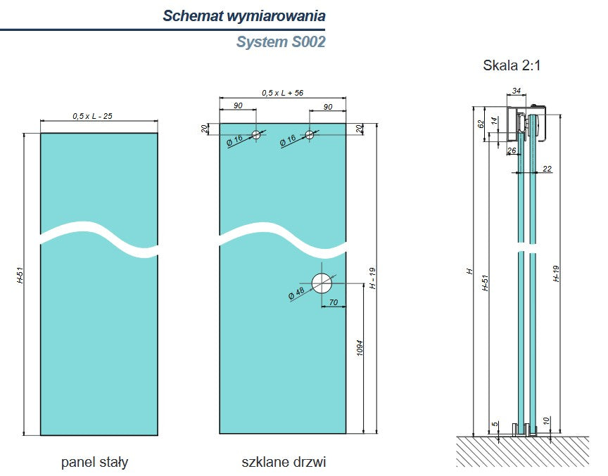 Sistem duș glisant S002 NLO-DP02-S002-2000